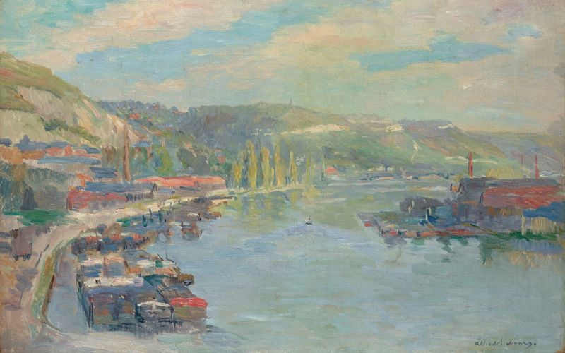Paisaje del Sena por Albert Lebourg, pintura al óleo