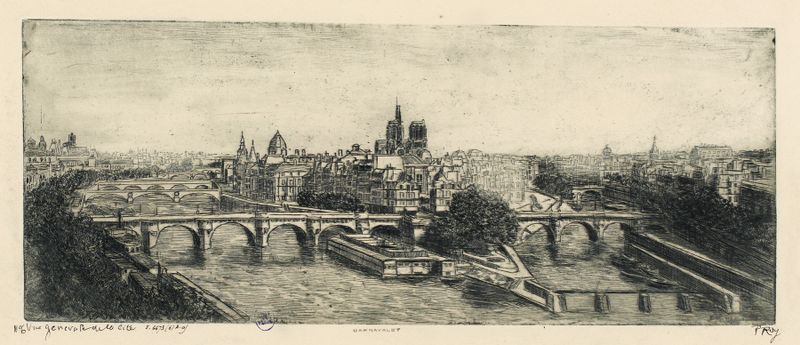 Vue générale de la Cité by Pierre-Marcel Roy, oil painting depicting a historical city skyline.