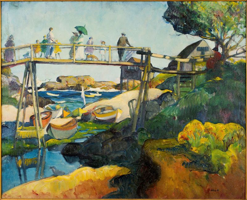 Paisaje con un puente sobre un agua tranquila de Leon Kroll, Impresionismo
