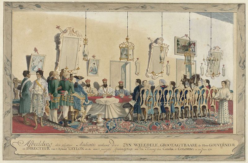 Reception of the King of Kandy’s Envoys, drawing by Carel Frederik Reimer