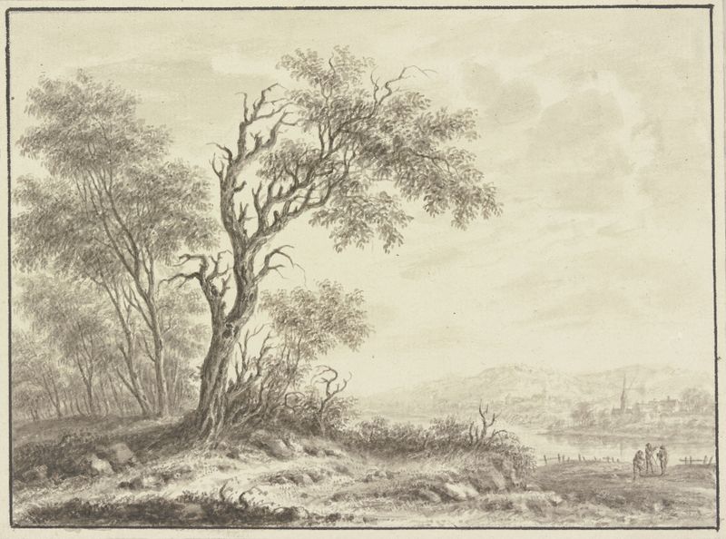 Landscape with trees and a river by Johann Caspar Zehender, medium unknown.