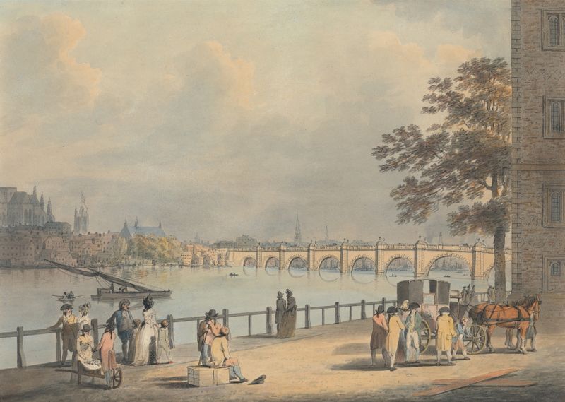 Landscape of Westminster from the South Bank by Francis Nicholson, oil painting