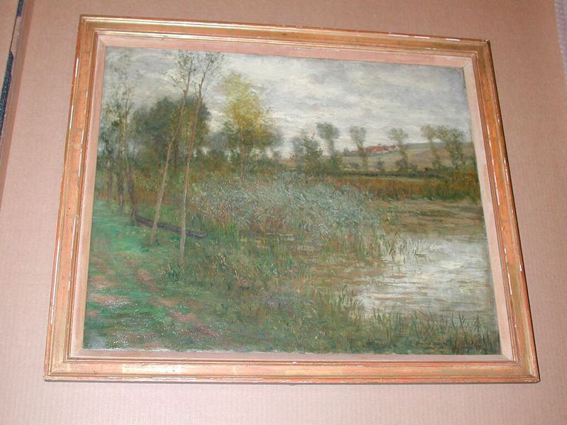 Paisaje de estanques en tonos grises, pintura al óleo de Maxime-Emile-Louis Maufra