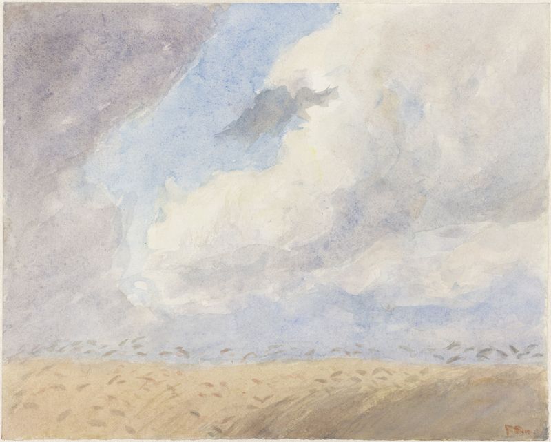 Landscape of wheat fields with light, oil painting by Frans Smissaert
