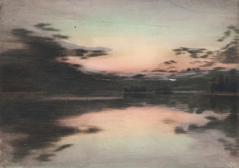 Luminous clouds at twilight in oil on canvas by Torsten Wasastjerna