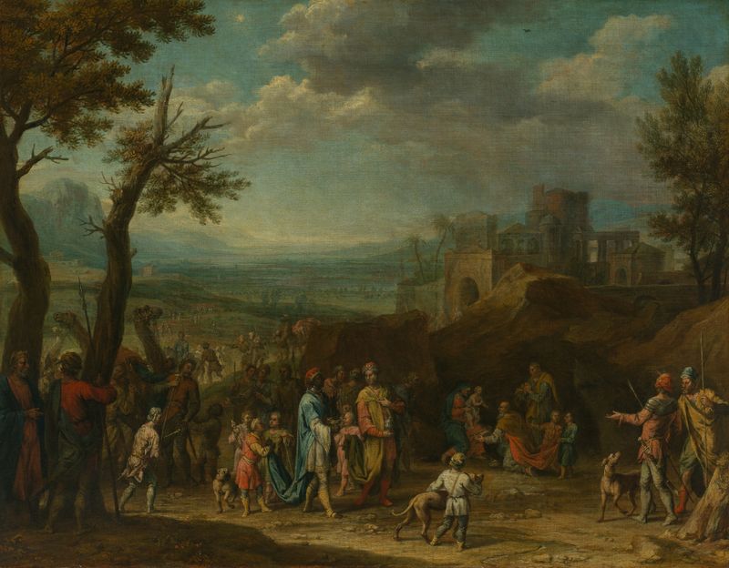 Anbetung der Könige vor weiter Landschaft, oil on canvas by Franz Joachim Beich