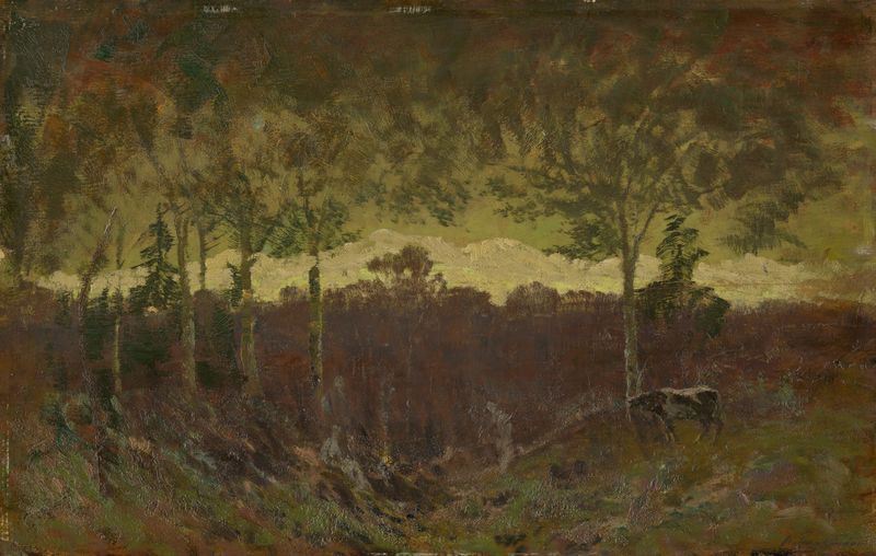 Early Evening Tatras Landscape by Ferdinand Katona, oil on canvas, depicting mountains at twilight