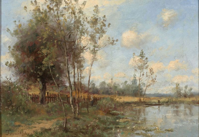 L’Yèvre au moulin Rabot by Paul Désiré Trouillebert, impressionism, landscape painting