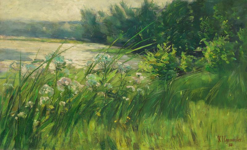 Kemnitzer Heide by Karl Hagemeister, oil on canvas depicting a tranquil heath landscape.