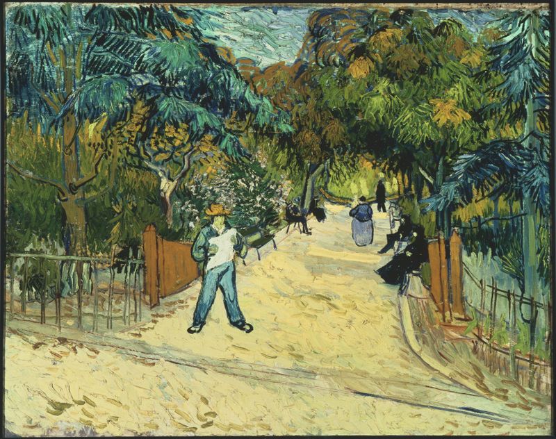 Entrance to the Public Gardens in Arle, óleo sobre lienzo de Vincent van Gogh