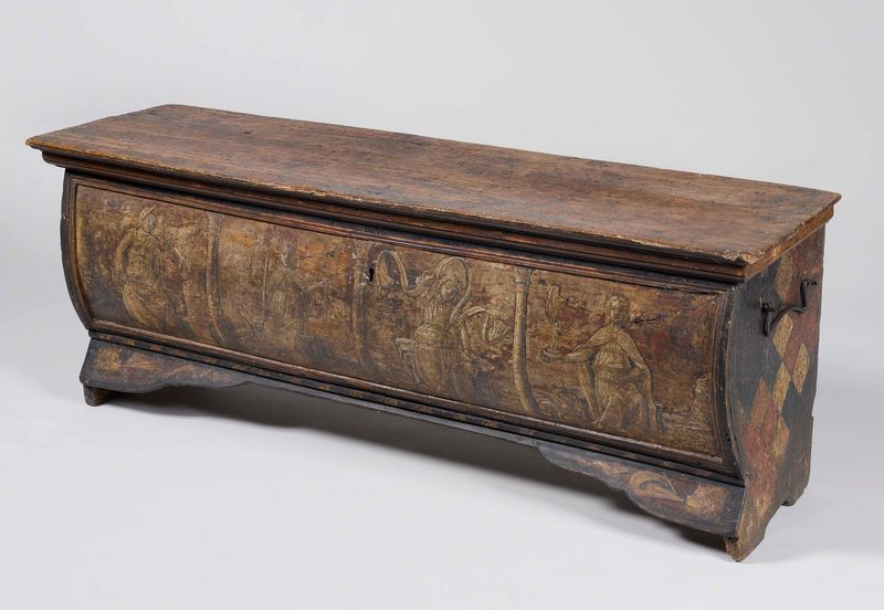 Cofre decorativo com figuras heráldicas, pintado, por Unknown Artist