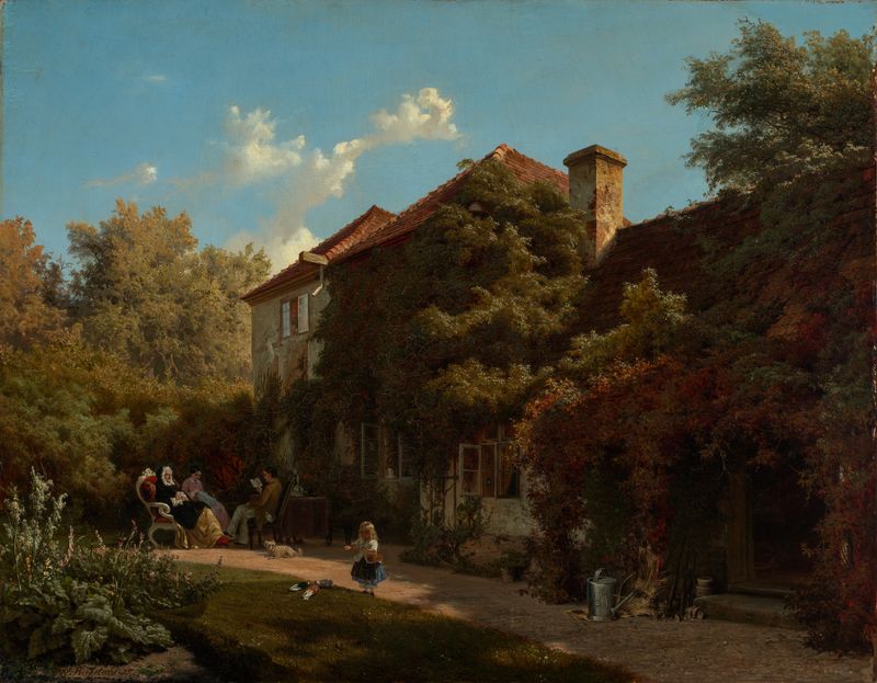 Paisaje que representa la luz de la tarde, pintura al óleo de Wilhelm Ludwig Friedrich Riefstahl