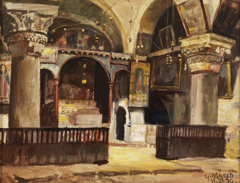 Interior da Helenenkapelle, óleo sobre tela de Georg Macco