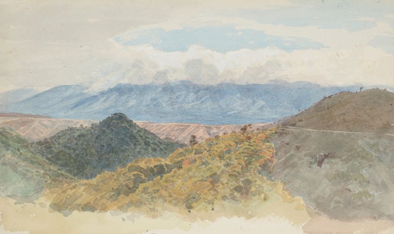 Paisagem com árvores e luz solar de James Crowe Richmond, pintura a óleo