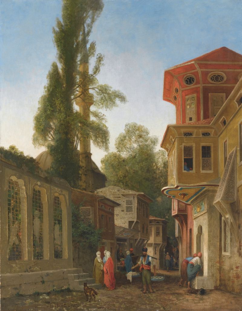 Quartier De Constantinople by Germain Fabius Brest, oil on canvas depicting a vibrant cityscape.