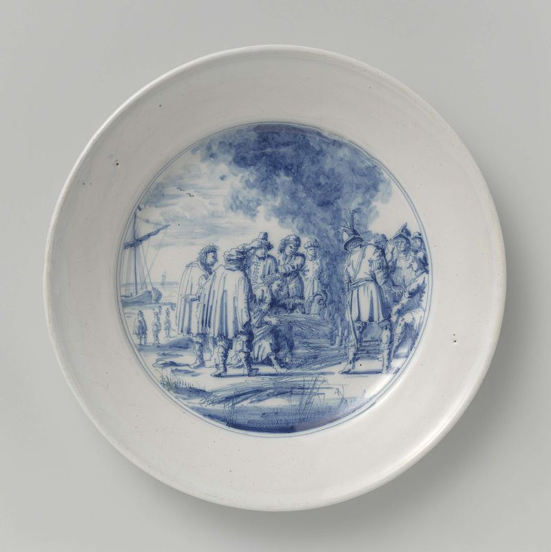Prato de cerâmica representando São Paulo em Malta, earthenware de Unknown Artist