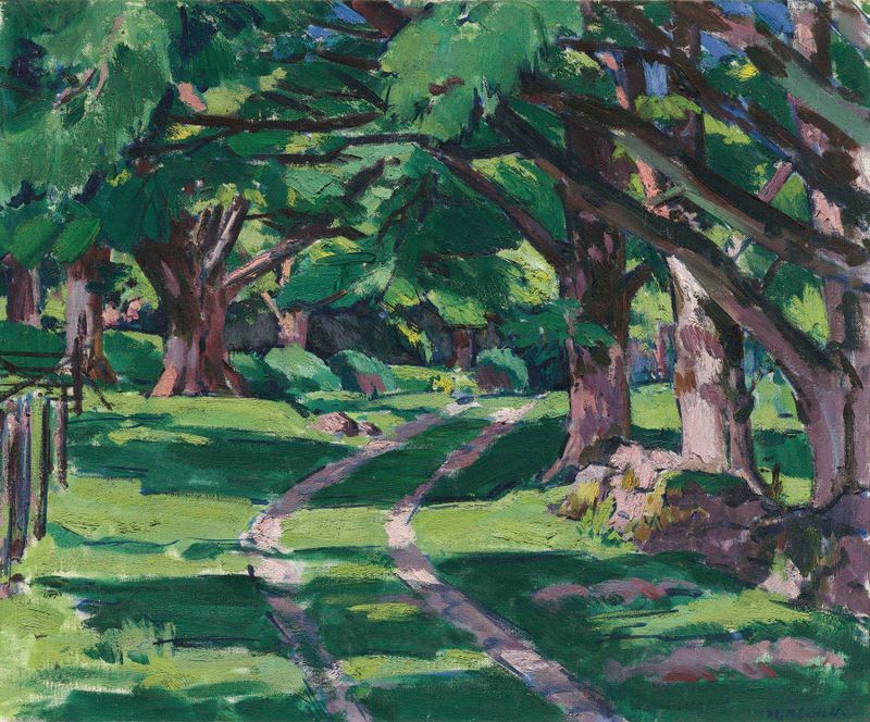 The Avenue, Auchnacraig by Francis Campbell Boileau Cadell, oil painting of a twilight landscape.