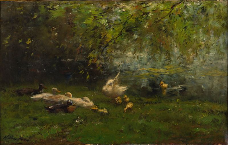 Duck heaven by Willem Maris, oil on canvas depicting ducks on water