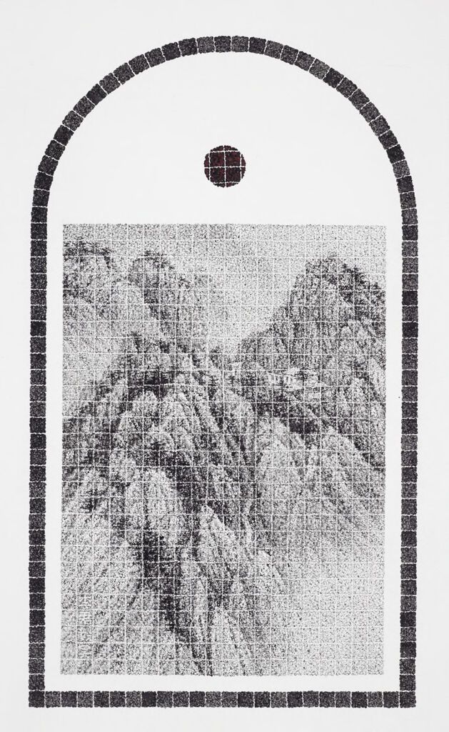 Dwelling in the Mountains, tinta sobre papel de Lee Chun-Yi