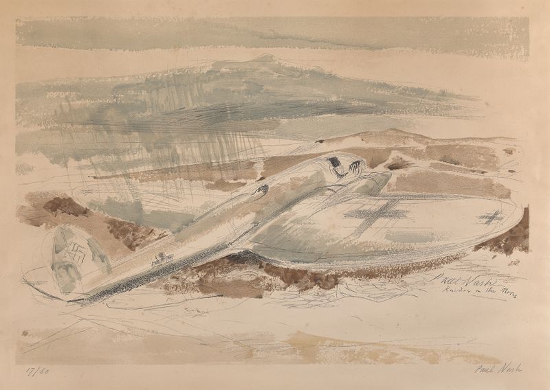 Moody landscape with stormy sky, oil on canvas by Paul Nash