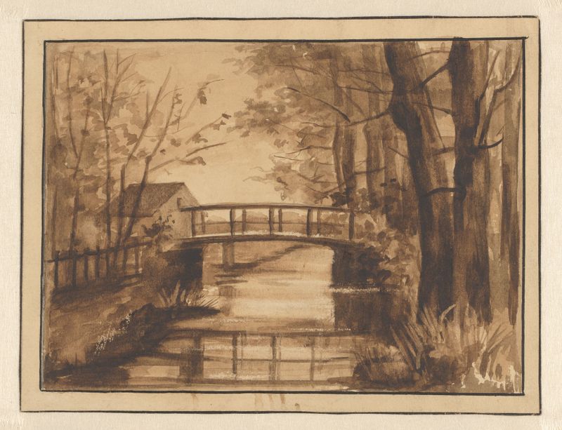 Landscape with a bridge over water by Willem Witsen, Impressionism