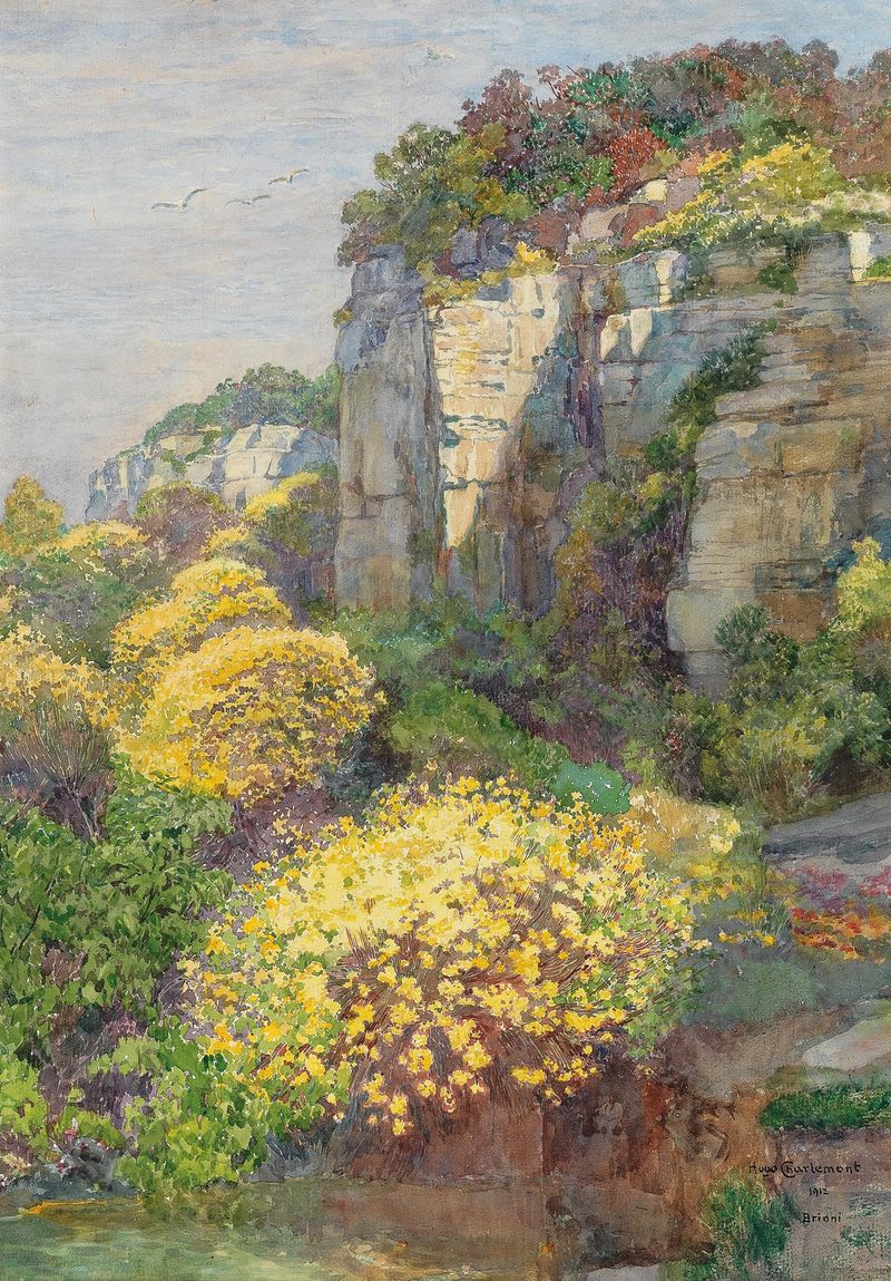 Botanical scene with flowers, oil painting by Hugo Charlemont