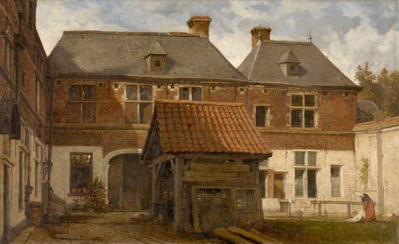 Saint Anna Almshouse in Antwerp by Henri François Schaefels, realism