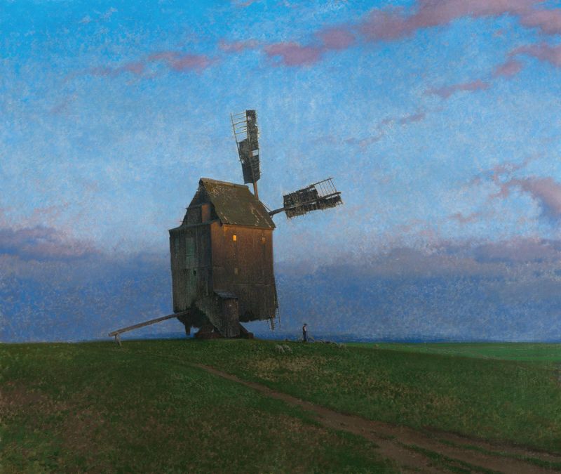 Landscape of The Old Mill by Ferdinand Brunner, oil painting