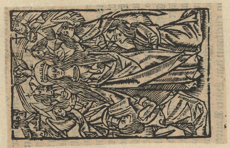 Obra religiosa retratando Maria com um halo, criada em 1604 em papel por Unknown Artist.