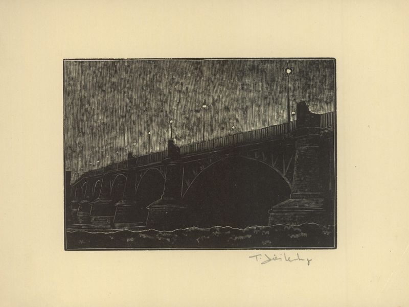Obra figurativa de Tadeusz Cieślewski, 1930, con una figura delicada y patrones dorados.
