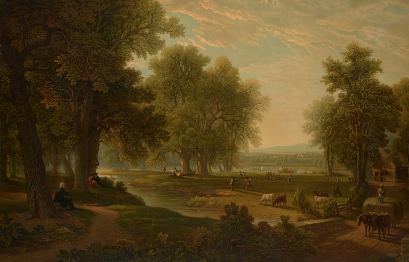 Pintura figurativa de Asher Brown Durand que representa a un anciano con un bastón en un bosque.