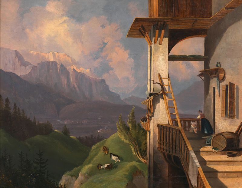 Landscape of Innsbruck mit der Nordkette, oil on canvas by Adalbert Stifter