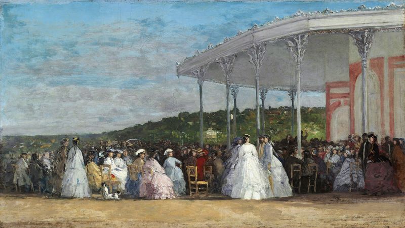 Concert at the Casino of Deauville de Eugène Boudin, óleo de una reunión animada.
