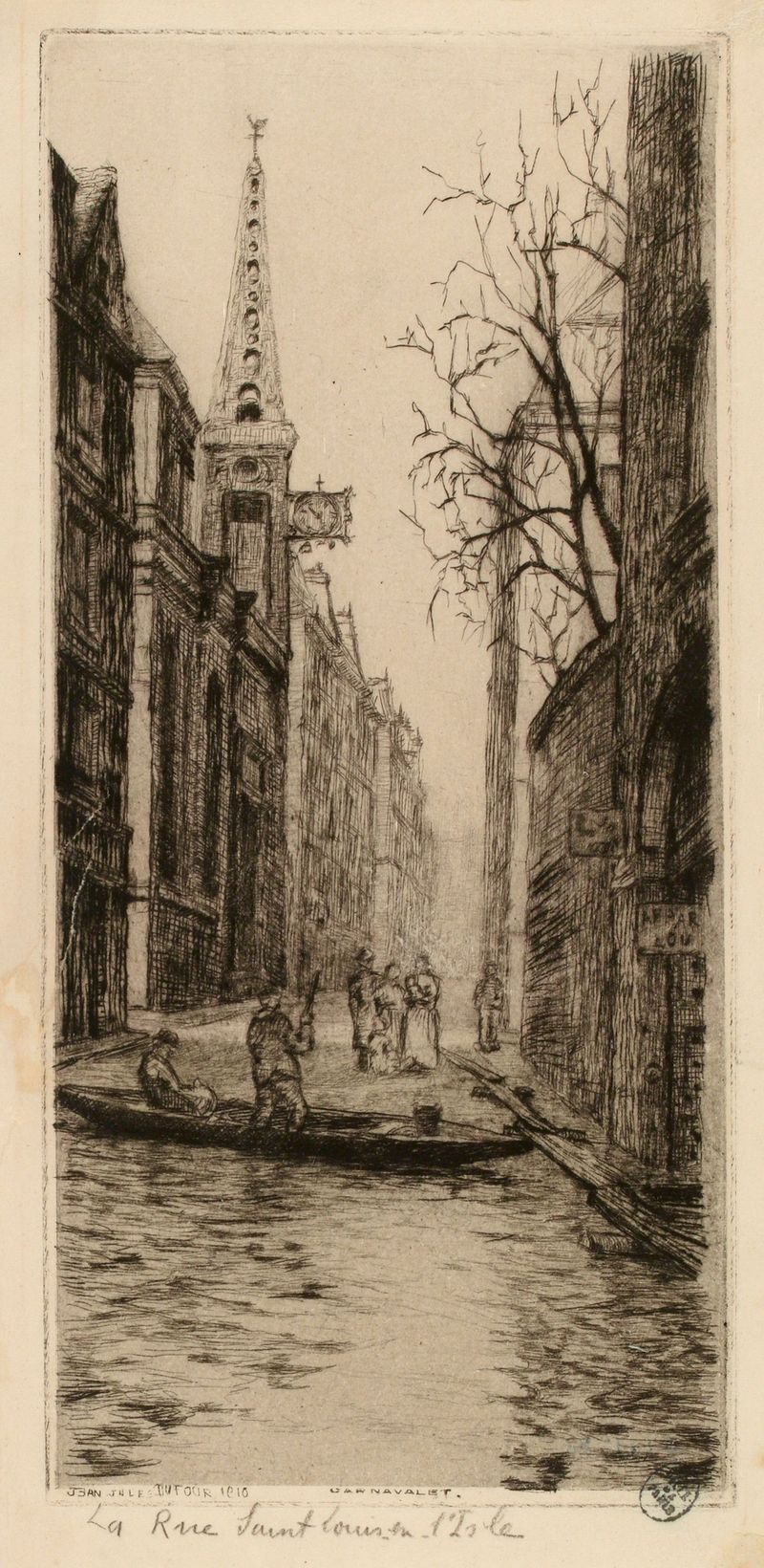La Rue Saint Louis-en-l’Isle by Jean-Jules Dufour, impressionism, genre scene