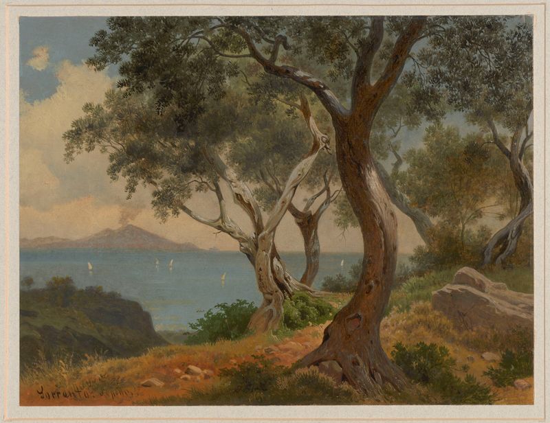 Vista del Vesubio desde Sorrento, óleo sobre lienzo de Arthur Blaschnik