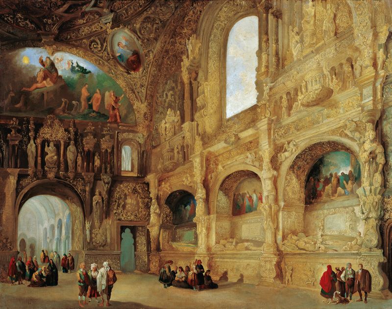 Interior of The Chapel Of The Benavente Family, oil on canvas by Genaro Pérez Villaamil