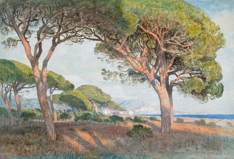 Paisagem representando Cannes com luz solar e ondas de William Stanley Haseltine