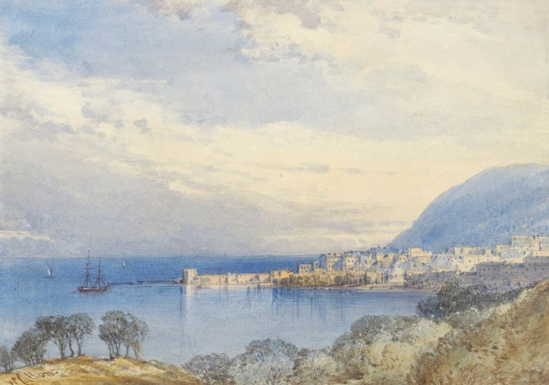 Paisaje de Menton, Francia por William Callow, pintura al óleo
