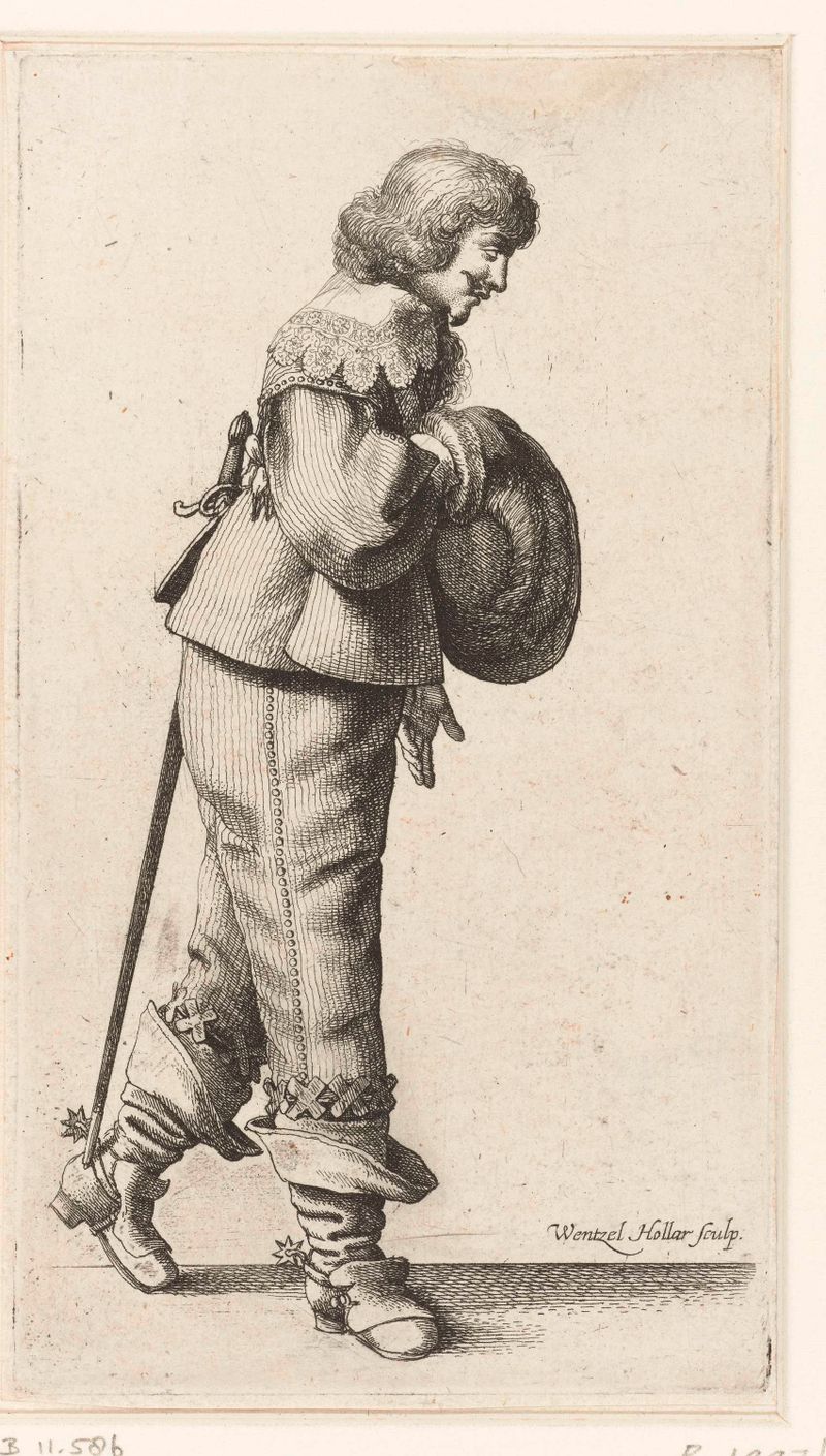 Grabado de Wenceslaus Hollar que muestra a un hombre inclinándose en respeto