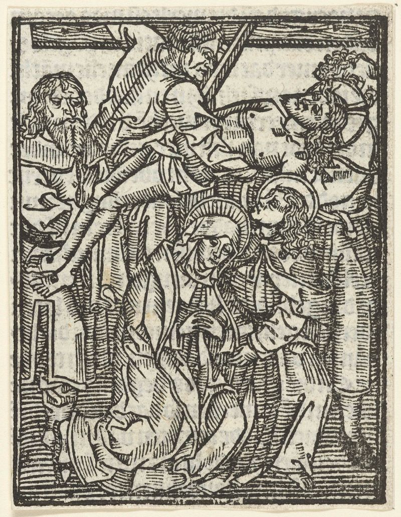Cena religiosa que representa a crucificação, obra em papel de Meester van de Delbecq-Schreiber-Passie