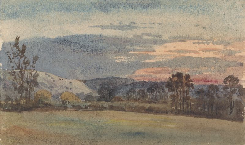 Landscape by David Charles Read, oil painting depicting serene nature and reflections.