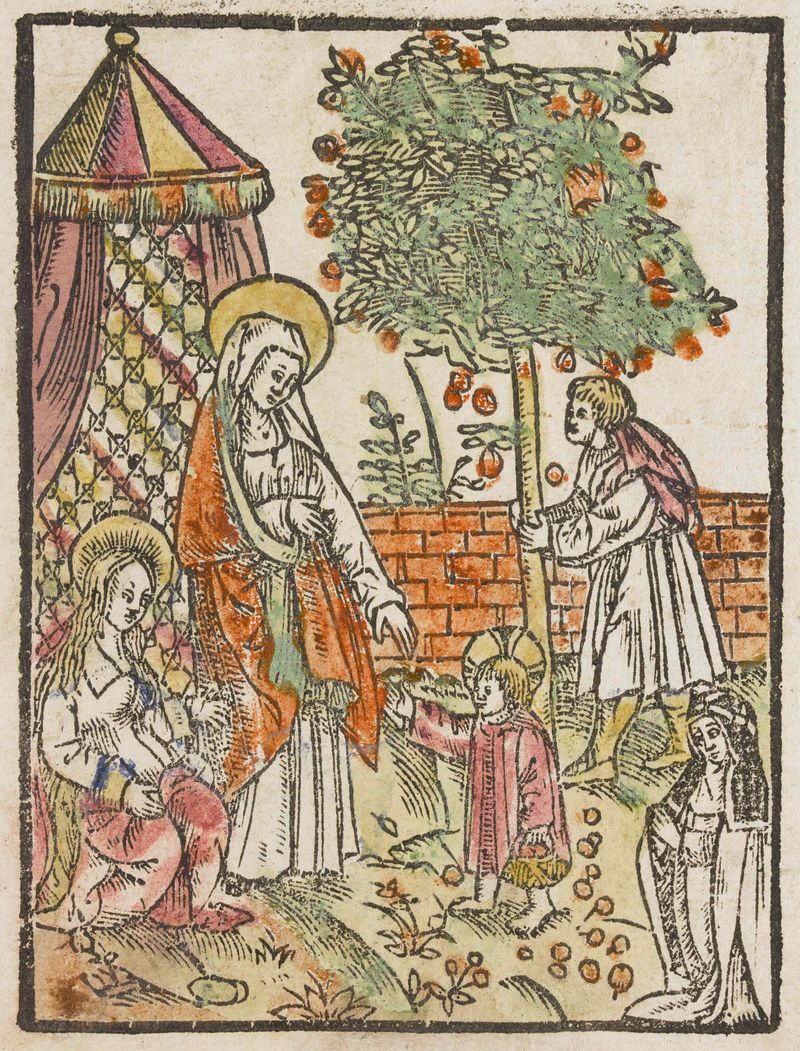 De heilige familie in de tuin, Northern Renaissance, Unknown Artist, óleo