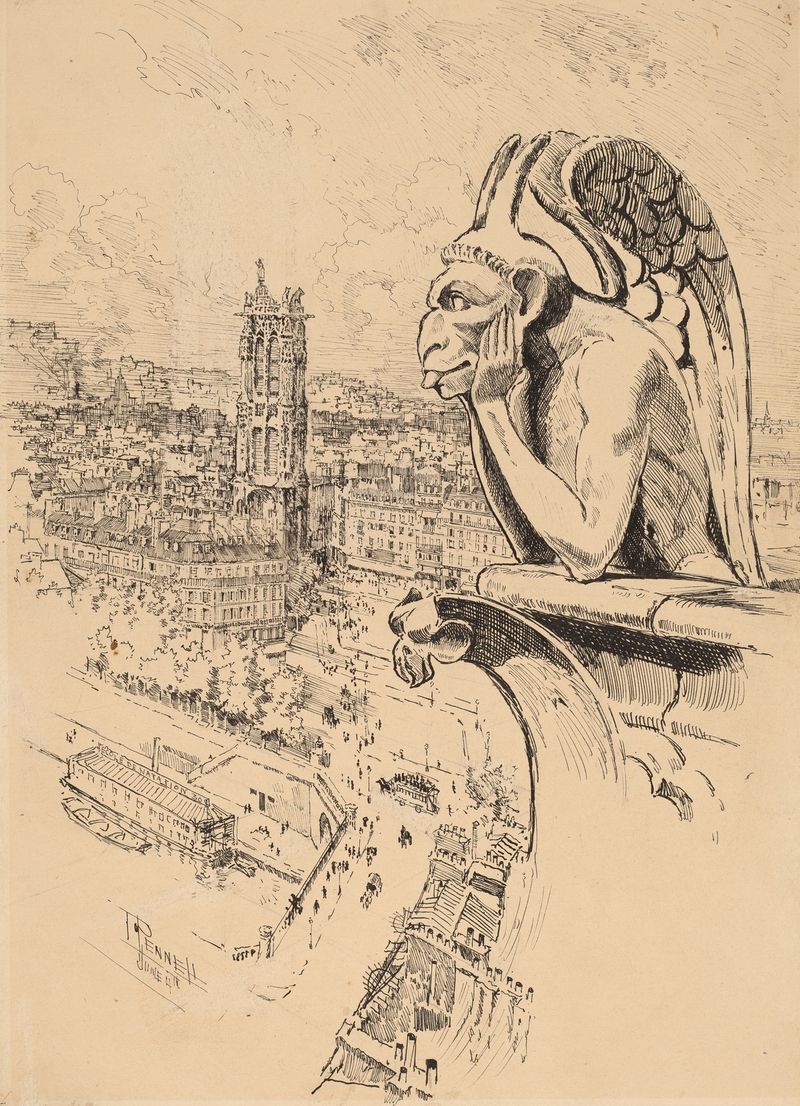 Obra figurativa de Joseph Pennell, medio desconocido, Study for ‘Le Stryge.