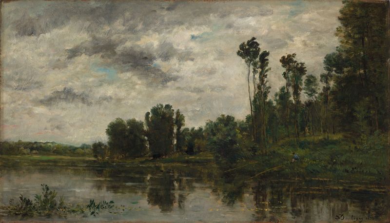 View of the Oise River, oil on panel by Charles-François Daubigny