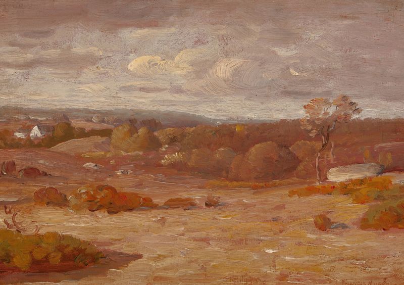 Early Autumn, New York by John Francis Murphy, oil on canvas depicting vibrant autumn trees.