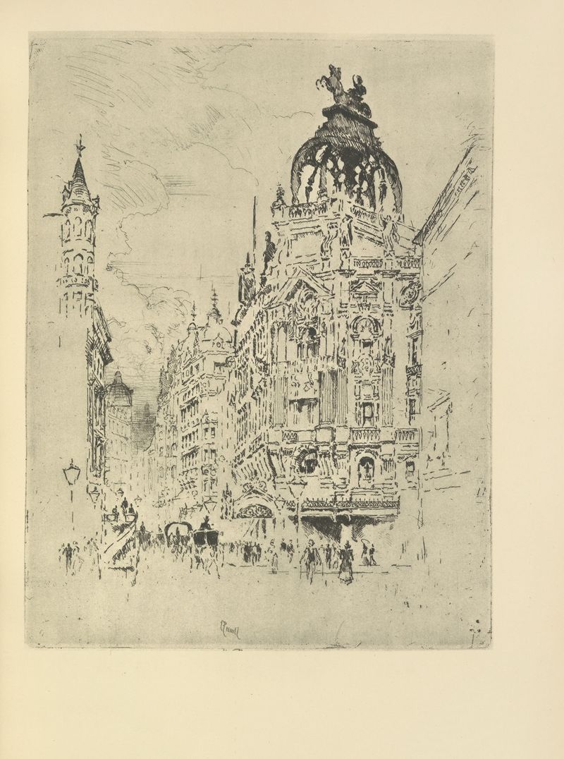 The Hippodrome de Joseph Pennell, tinta sobre papel, que representa una arena con líneas intrincadas y energía dinámica.