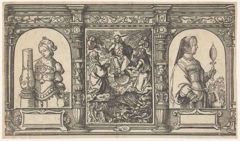 Representación alegórica de la Fuerza y la Vanidad por Jacob Cornelisz van Oostsanen, papel, 1528-1532