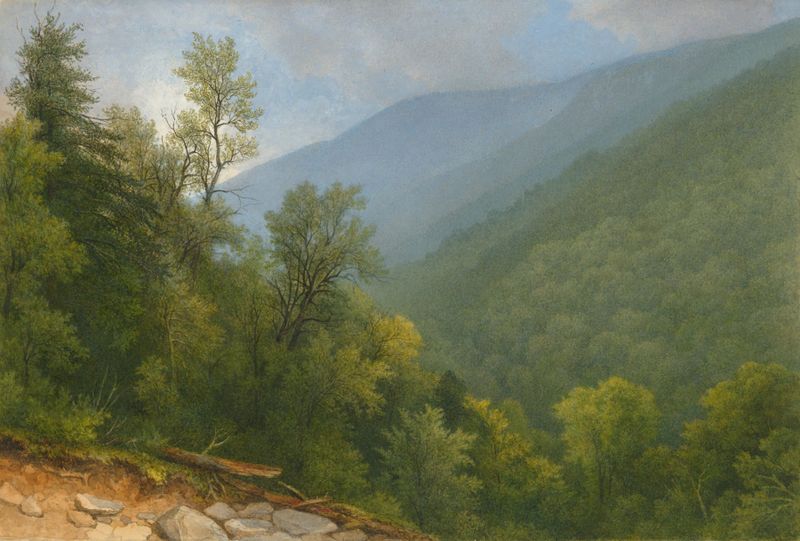 Landscape of a valley with hills and pastel sky by Frederick Frank Durand