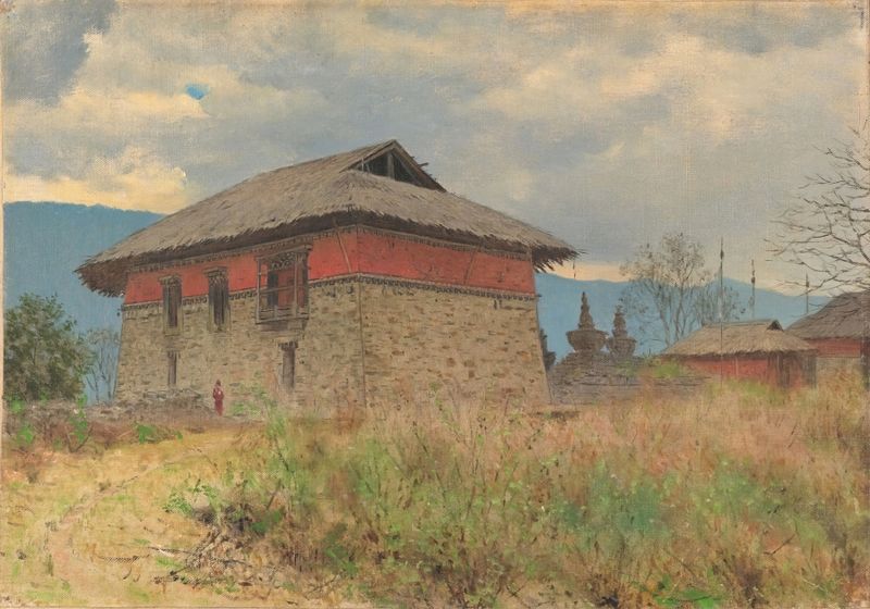 Arquitectura del templo principal en el monasterio de Tassiding, pintura al óleo de Vasily Vereshchagin