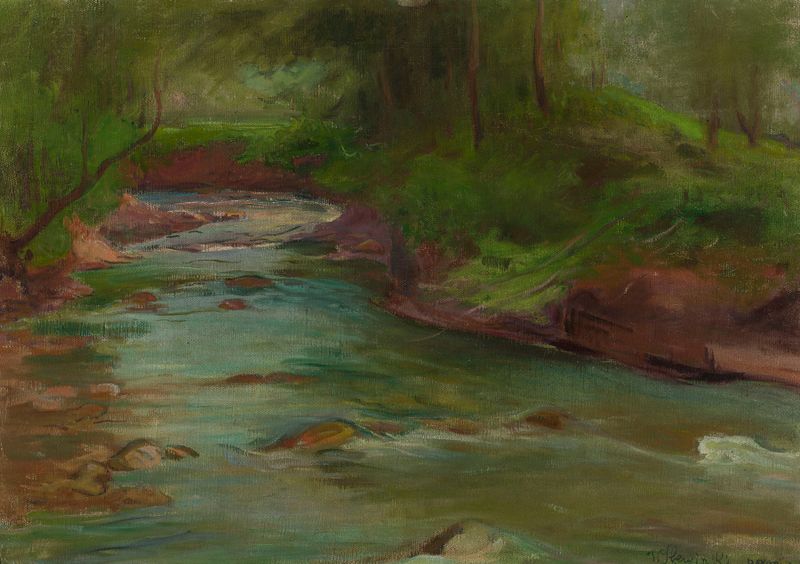 Mountain stream in the Tatra Mountains by Władysław Ślewiński, oil painting